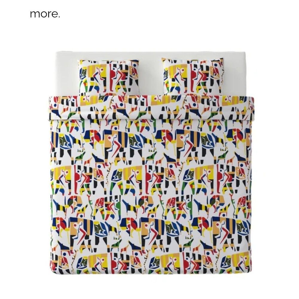 Vtg 1999 IKEA The Overallt Collection Duvet 2 Pillowcases African Print Queen
